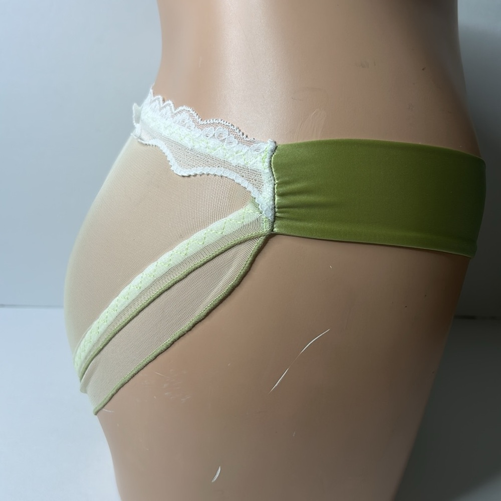 IZA Liquid Satin Moss Green Embroidered Floral Silky Stretch Feminine Panties - Picture 8 of 14